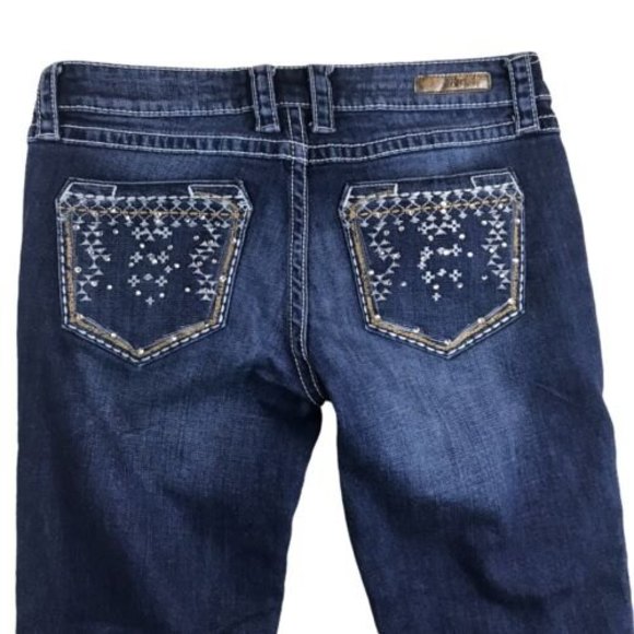 ROCK 47 Wrangler Jeans Bootcut Ultra Low Rise Rodeo Embellish 30x30 - Picture 4 of 12